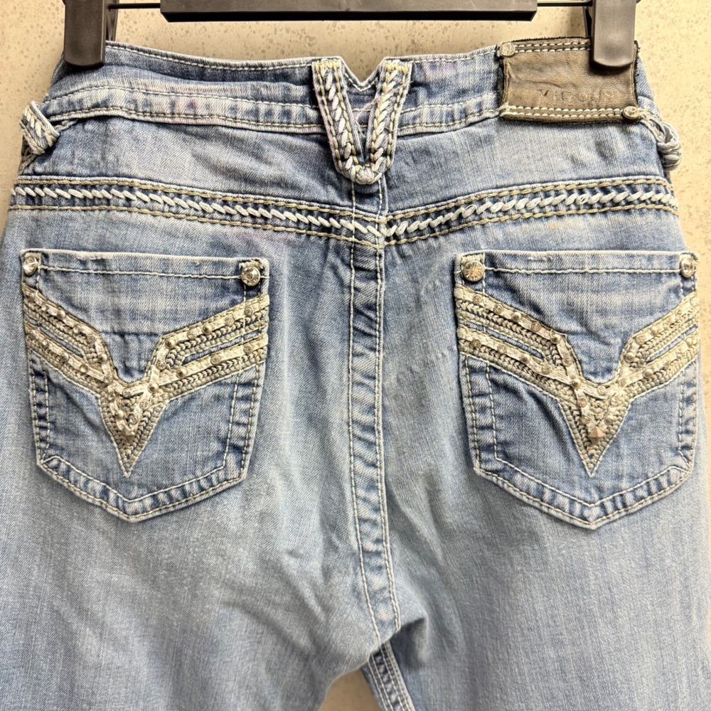 VIGOSS 30/33 Women's Cotton Blend Light Wash Embellished Trendy‎ Cowgirl Jeans - Picture 10 of 13